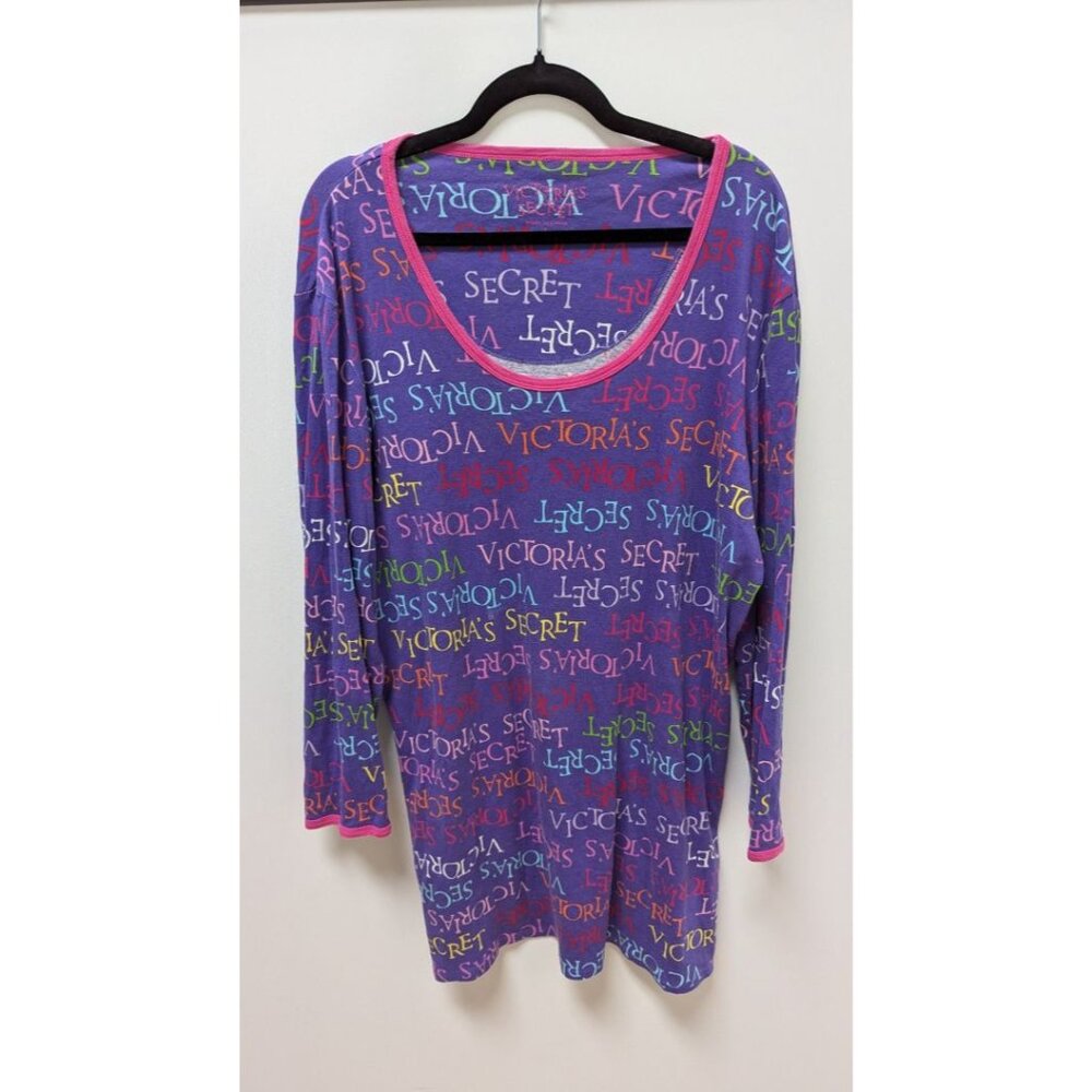 Victoria's Secret Purple Scoop-Neck Long Sleeve Sleep Top
